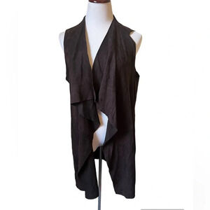 Eileen Fisher Chocolate Goat Leather Suede Vest, size medium